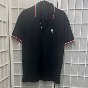 Classic Black Polo Shirt with Red and White Accents